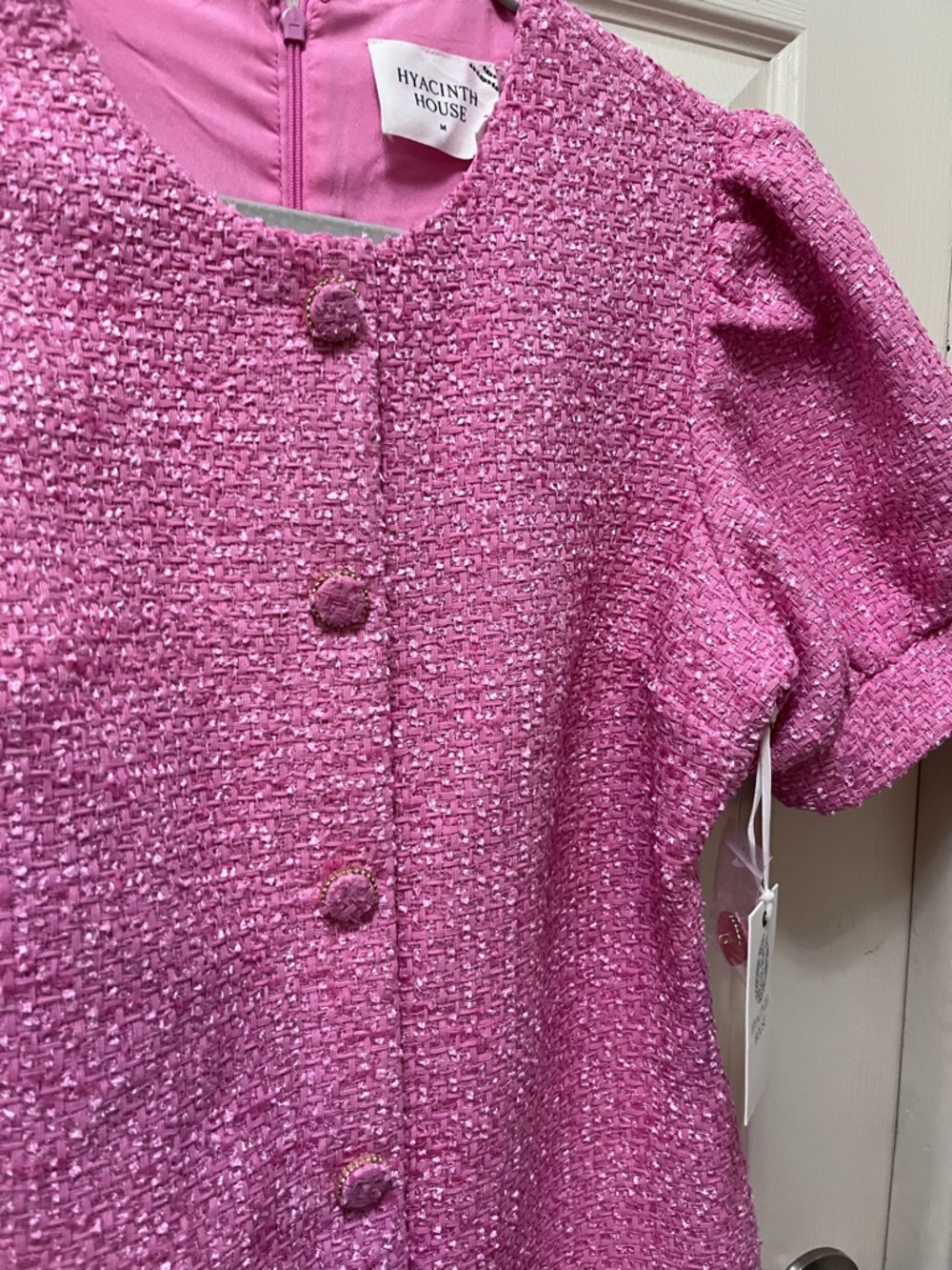 Tuckernuck Pink Tweed Button-Front Mini Dress - Picture 6 of 7